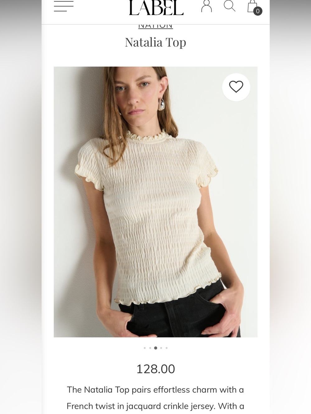 NWT Nation Los Angeles Cream Smocked Ruffle Top XXL Anthropologie basic cotton - Picture 11 of 12